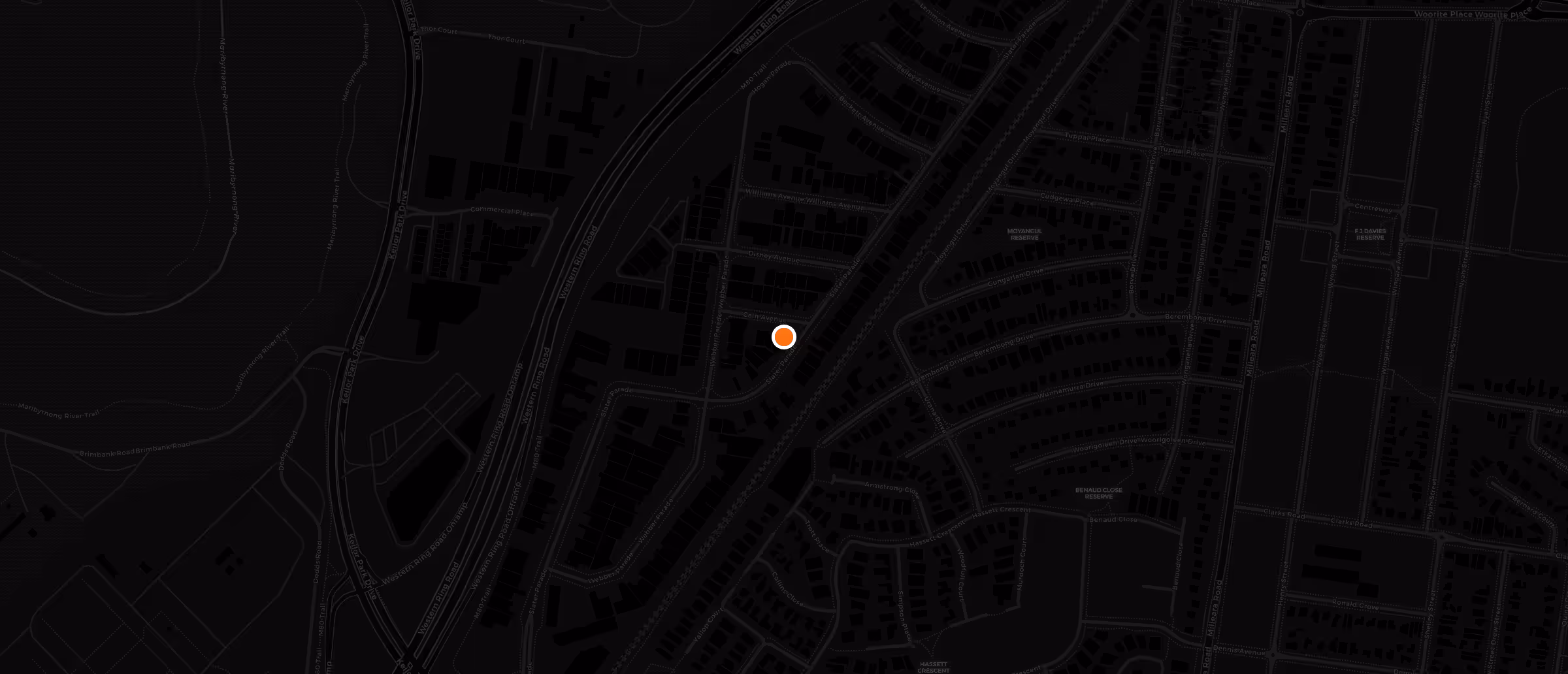 Map of the head office at 1 Cain Avenue, Keilor East, on the west side of the Albion to Jacana rail line.