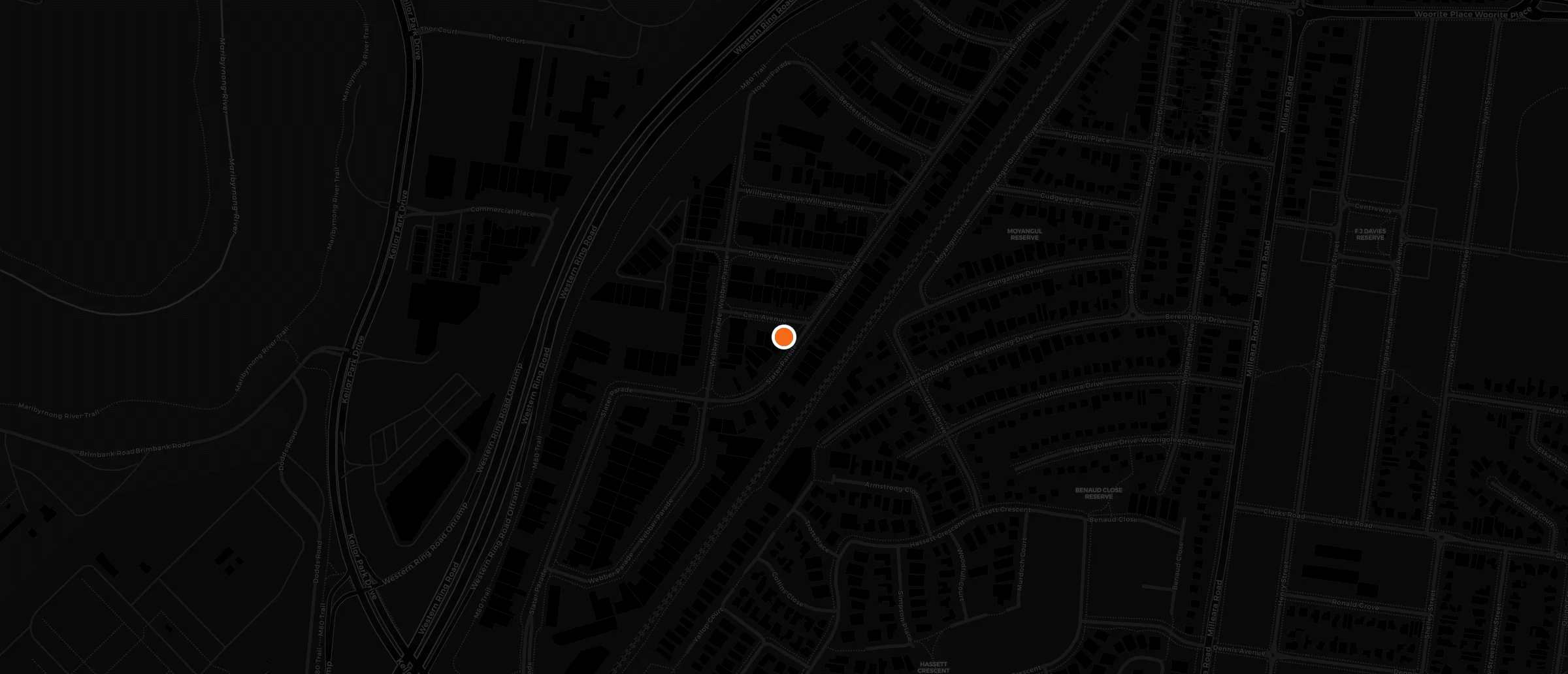 Map of the head office at 1 Cain Avenue, Keilor East, on the west side of the Albion to Jacana rail line.