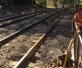 Track on the ARTC re-rail program in the Adelaide Hills.